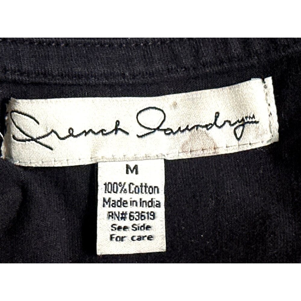 French Laundry Size Medium Black Cotton Tunic Top Embroidered Boho City Chic - Picture 7 of 11